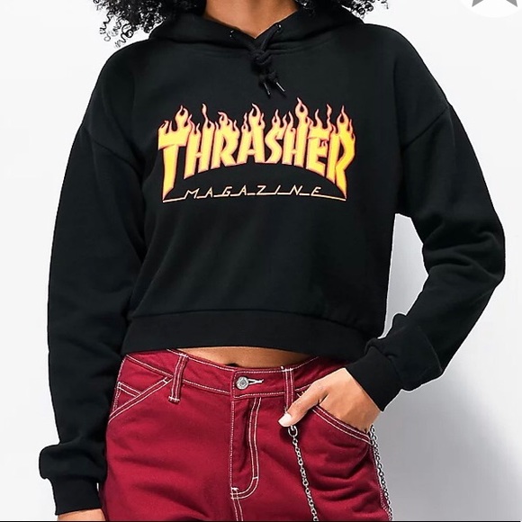 Thrasher Crop Top Hoodie Flash Sales 